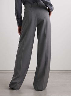 VALENTINO GARAVANI Wool-blend wide-leg pants Elegant Gray Wide-leg Dress Pants, Elegant Gray Wide Leg Workwear Pants, Elegant Gray Wide Leg Pants For Work, Elegant Gray Wide Leg Pants For Business Casual, Timeless Wide-leg Tailored Pants, Timeless Wide-leg Pants For Tailoring, Formal Gray Wide-leg Pants, Gray Wide Leg Business Pants, Gray Wide Leg Business Bottoms