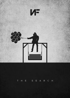 the search movie poster with an image of a man on top of a ladder holding balloons