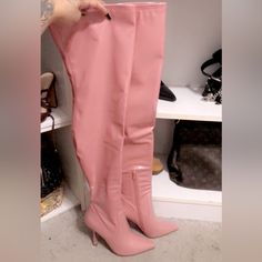 In Perfect Condition Never Worn. Without Box. Baby Pink Color.. Feel Free To Ask Any Questions Trendy Pink Knee-high Boots With Round Toe, Chic Pink Heeled Boots With Round Toe, Pink High Heel Boots For Spring, Fall Pink Pointed Toe Knee-high Boots, Fall Season Pink Knee-high Boots With Pointed Toe, Fitted High Heel Pink Boots, Fall Pink Knee-high Boots With Pointed Toe, Pink High Heeled Boots For Spring, Fitted Pink High Heel Boots