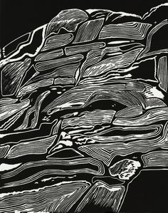 a black and white drawing of some rocks