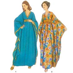 Vintage 1960s Pattern – Maxi Leisure Caftan | eBay Sewing Patterns For Maxi Dresses, Kaftan Sewing Patterns, Hippie Dress Patterns, Linen Kaftan Dress Pattern, Maxi Dress Pattern Drafting, Cocoon Dress Pattern Sewing, 60s Floor Length Dress, 1970 Vintage Dress, 70s Mode