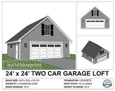 two car garage plans with the measurements for each one