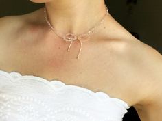 bow beaded necklace, handmade bow necklace Beaded Crystal Necklace, Necklace Cute, Bow Necklace, Handmade Bows, Cute Necklace, Necklace Handmade, Designer Brands