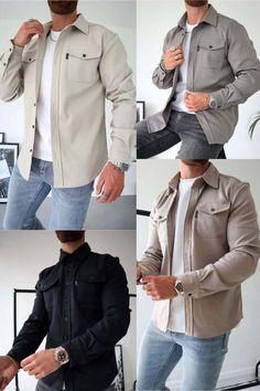 👔Button Down Shirt Jacket is produced to give a premium look and feel! Casual Shirt With Single Breasted Lapel Collar, Casual Single Breasted Shirt With Lapel Collar, Everyday Shirt With Lapel Collar And Pockets, Casual Winter Shirt With Buttoned Pockets, Casual Collared Shacket With Button Closure, Casual Shacket With Buttoned Pockets And Spread Collar, Casual Button-up Single Breasted Shacket, Winter Shirt With Button Closure And Lapel Collar, Casual Lapel Collar Shacket In Solid Color