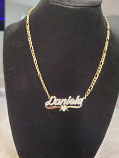 ✨️ Customize this beautiful heart Gold Plated necklace with any name or chain  you like. This necklace comes in 3 colors Gold, Silver, or Rose Gold This necklace is great for any occasion and makes a memorable gift.  ✨️ How to Customize leave a note after ordering with the name, font style, and chain style you would like (Cuban Link, O-Chain, Figaro, Snow Chain, or Box Chain). If no font style is chosen the picture shown will be used.   Please remember this necklace is custom made it takes betwe Custom Name Heart Necklace, Custom Name Gold Heart Necklace, Custom Name Heart Pendant Necklace, Gold Heart Nameplate Necklace, Gold Heart Necklace With Custom Name, Gold Nameplate Heart Necklace, Gold Heart Necklace As Personalized Gift, Customized Gold Heart Nameplate Necklace, Heart-shaped Name Necklace As Personalized Gift