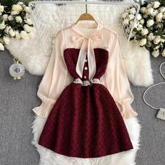 Light luxury dress, bowknot, cute party dressMaterial:blendedColor:red,blackStyle:cuteFeatures:bowknotSize(cm):M,L ,XL 1inch=2.54cm 1cm=0.39 inchM length 82 sleeve length 57 bust 90&ltp&gtL length 83 sleeve length 58 bust 94</p>&ltbr/>&ltp&gtXL length 84 sleeve length 59 bust 98</p>&ltbr/>&ltp&gtNote:Due to different measurement methods,there will be 1-3 error(unite:cm), please understand.</p>&ltbr/> Elegant Fitted Dress With Bow Tie, Elegant Summer Dress With Bow Tie, Winter Party Chiffon Dresses, Party A-line Dresses With Bow, Elegant Winter Mini Dress For Prom, Elegant Cocktail Dress With Bow Tie, Elegant Cocktail Dresses With Bow Tie, Cute Party Dresses With Ribbon, Cute A-line Mini Dress For Party