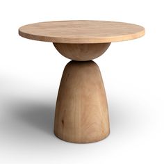 a round wooden table on a white background