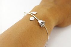 Rose bracelet,Floral Bracelet,Silver Rose Bracelet,Gold Rose Bracelet,rose flower Bracelet,Gifts for Silver Flower Bracelet, Bff Jewelry, Beautiful Baubles, Bracelet Inspo, Rose Bracelet, Floral Bracelet, Floral Jewelry, Rose Pendant, Bridesmaid Bracelet