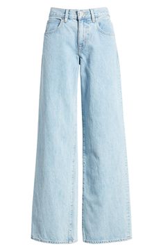 Relaxed yet dramatic, these light-wash jeans are handcrafted from nonstretch Italian denim in Los Angeles with a slouchy waist and full-length wide legs. 33" inseam; 25" leg opening; 12 1/2" front rise; 16 1/2" back rise (size 29) 100% cotton Machine wash, tumble dry Made in the USA of imported fabric Cheap Beige Denim Jeans, Wide Leg Jeans Light Wash, Cute Clothes Jeans, Wide Cut Jeans, Chic Relaxed Fit Light Wash Jeans, Chic Light Wash Full Length Jeans, Light Wash Rigid Denim Bottoms For Spring, Chic Light Wash Rigid Denim Jeans, Light Wash Flare Jeans For Spring