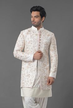 Ivory Color Embroidered Sherwani Sherwani For Men Wedding Pakistani, Nakshi Embroidery, Kurta Koti, Wedding Entry, Mens Traditional Wear, Indian Wedding Clothes For Men, Embroidery Kurta, Mens Indian Wear, Jodhpuri Suit