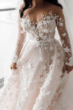 Replications of haute couture sheer long sleeve plus size wedding gowns for less! Plus Size Wedding Dresses With Sleeves, Curvy Wedding Dress, Curvy Wedding, Custom Wedding Dresses, Plus Wedding Dresses, Big Wedding Dresses, Plus Size Wedding Gowns, Curvy Bride, The Modern Bride