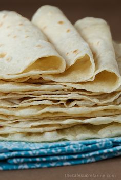 several tortillas stacked on top of each other