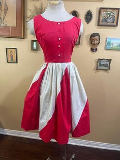 Full Skirt, Cotton Dresses, Round Neckline, Vintage Outfits, Clothes