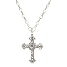 This sizable sacred cross pendant necklace from Symbols of Faith is a beautiful vintage-inspired way to display your faith. This sizable sacred cross pendant necklace from Symbols of Faith is a beautiful vintage-inspired way to display your faith. Clasp: lobster claw Metal: alloy Length: 28 in. Plating: silver tone Finish: polished Material: glass Pendant length: 2.7 in. Not appropriate for children 14 years old and younger. Size: One Size. Gender: female. Age Group: adult. Spiritual Metal Cross Necklace, Vintage Nickel-free Crucifix Necklace, Nickel Free Antique Silver Cross Pendant Necklace, Antique Silver Nickel-free Cross Pendant Necklace, Nickel-free Antique Silver Cross Pendant Necklace, Vintage Metal Cross Necklace, Antique Silver Cross Necklace Spiritual Style, Vintage Antique Silver Cross Pendant, Vintage Antique Silver Cross Necklace