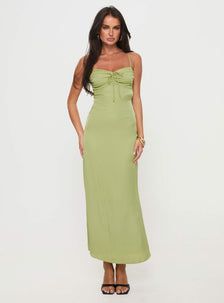 Kristyn Maxi Dress Green Chic Midi Dress With Sweetheart Neckline And Ruched Back, Fitted Maxi Dress With Sweetheart Neckline And Tie Back, Fitted Midi Dress With Tie Back And Straight Neckline, Sweetheart Neckline Dress With Tie Back For Brunch, Brunch Maxi Dress With Tie Back And Straight Neckline, Sundress With Tie Back And Straight Neckline, Green Backless Dress With Tie Straps, Chic Maxi Dress With Sweetheart Neckline And Tie Back, Fitted Maxi Dress With Spaghetti Straps In Viscose