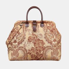 Floral Vintage Mary Poppins Weekender carpet bag MCW Handmade Luxury Beige Travel Bag With Double Handle, Luxury Beige Satchel Weekender Bag, Elegant Beige Satchel Travel Bag, Luxury Tapestry Bags For Formal Occasions, Elegant Beige Satchel Weekender Bag, Formal Tapestry Bags With Detachable Handle, Elegant Tote Travel Bag, Luxury Beige Weekender Bag With Double Handle, Luxury Beige Rectangular Weekender Bag