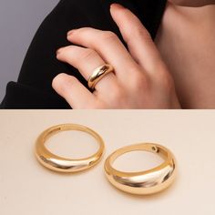 14k 18k Real Solid Gold Dome Ring Dome Band Ring Crescent | Etsy Cheap Elegant Dome Ring For Women, Luxury Tarnish Resistant Dome Ring For Formal Occasions, Cheap Elegant Gold Dome Ring, Luxury Minimalist Dome Ring For Women, Cheap Gold Dome Ring For Gift, Luxury Modern Concave Dome Ring, Luxury Open Dome Ring For Women, Luxury Classic Dome Ring As Gift, Luxury Modern Dome Ring For Formal Events