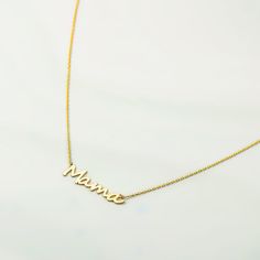 "D E S C R I P T I O N Silver Name Necklace *Mama Necklace * Material: High Quality Solid 925 Sterling Silver * Dimensions: Depending on your font choice, height sizes range from 30 mm to 40 mm lowercase. * Finish: Sterling Silver ∙ 18K Gold ∙ Rose Gold ∙ * All our jewelry is custom made by hand with Love and Care in our workshop * The length option is the TOTAL chain length . If you order an 40 CM plus a 3cm extesnsion\" 1\" extension * All items are nicely packaged ready to gift in elegant jew Meaningful Name Necklaces For Anniversary, Meaningful Nameplate Necklaces For Anniversary, Meaningful Nameplate Necklace For Anniversary, Meaningful Anniversary Name Necklaces, Custom Name Pendant Necklace For Mom, Mother's Day Nameplate Birthstone Necklace, Dainty Necklaces For Mother's Day Birthday, Dainty Necklaces For Birthday And Mother's Day, Name Charm Necklaces For Mother's Day Anniversary