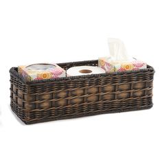 PRICES MAY VARY. Antique Walnut Brown, Outside Dims: 16"L x 6"W x 5"H, Inside Dims: 14.5"L" x 4.5"W" x 4.5"H (basket is handcrafted using natural materials, therefore item may vary in color and size) This bathroom storage basket is designed to be your ultimate in functional design. It’s just the right size for over the toilet storage or general bathroom organization. It’s also perfect for any decorative use. Bathroom storage bin holds a box of tissues and a roll of paper side by side. Also works Toilet Tank Basket, Easy Bathroom Organization, Wicker Laundry Hamper, Produce Baskets, Bathroom Counter Organization, Wicker Hamper, Bathroom Basket Storage, Trash Containers, Plumbing Repair