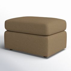 a small footstool sitting on top of a white floor next to a wall