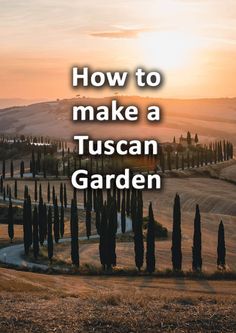 the words how to make a tuscann garden in front of an image of trees