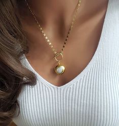 Gold Filled Anchor Chain with Large Pearl and Toggle Clasp Necklace Gift for Women, Trendy Boho Jewelry Large Pearl Necklace, Pearl Gifts, Anchor Chain, Birthday Gift For Women, Clasp Necklace, Trendy Boho, Pearl Pendant Necklace, Support Handmade, Keep Jewelry