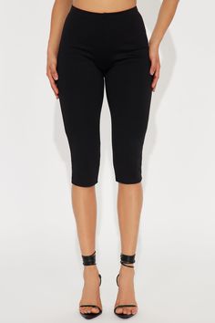 Available In Black. Capri Legging Mid Rise Elastic Waistband Stretch 68% Rayon 28% Nylon 4% Spandex Imported | Monaco Capri Legging in Black size 1X by Fashion Nova Stretch Bottoms For Pilates In Summer, Summer Stretch Elastane Leggings, Summer Elastane Stretch Leggings, Stretch Elastane Leggings For Summer, Black Stretch Activewear, Mid-thigh Length, Black Stretch Mid-thigh Length Activewear, Black Elastic Leggings, Elastic Black Elastane Leggings, Fitted Black Leggings With Elastic Waistband