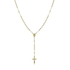 NECKLACE DETAILS Length: 18 in. Drop length: 3 in. Clasp: spring-ring Metal: 24k gold-bonded sterling silver Gold Bond, Rosary Necklace, Rosary, Metal Rings, Blue Gold, Spring Rings, Gold Jewelry, Sapphire, Silver Jewelry