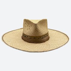 Summerland Fedora Straw Hat | Valeria Andino Hats Country Style Woven Sun Hat With Flat Brim, Country Style Woven Flat Brim Sun Hat, Toquilla Straw Fedora With Curved Brim For Festivals, Western Straw Hat With Flat Crown For Beach, Western Style Straw Hat For Beach With Flat Crown, Bohemian Woven Hats For Kentucky Derby, Woven Fedora With Curved Brim For Festivals, Wide Brim Woven Hats For Country Events, Woven Curved Brim Fedora For Festivals