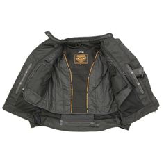 Milwaukee Leather MPL2775 Black Armored Textile Motorcycle Jacket for Women - All Season Jacket w/ Removable LinerOutside Features Made of Combination Textile and Mesh Exterior Shell Perfect to Wear on Those Hot Days Front Zipper Closure with Snap Button Collar Closure 2 Outside Hand Pockets with Zipper Closure Adjustable Snap Button Arm Straps Bee Seen at Night: Reflective Piping and Panels on Front, Arms and Back for Night Visibility Zippered Cuffs with Webbing Genuine YKK Antique Color Zipper Fitted Black Outerwear For Travel, Fitted Black Travel Outerwear, Fitted Black Waterproof Outerwear, Black Tactical Outerwear With Pockets, Functional Black Outerwear With Multiple Pockets, Tactical Waterproof Outerwear For Fall, Black Nylon Utility Jacket With Multiple Pockets, Black Biker Outerwear With Padded Collar, Functional Black Utility Jacket With Detachable Hood