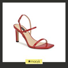 in stock Red Slingback Sandals For Evening, Elegant Red Strappy Sandals, Chic Red Sandals For Night Out, Red Evening Sandals For Summer, Trendy Summer Cocktail Sandals, Elegant Red Sandals For Summer, Trendy Ankle Strap Sandals For Cocktails, Trendy Ankle Strap Sandals For Cocktail, Red Summer Heels For Formal Occasions