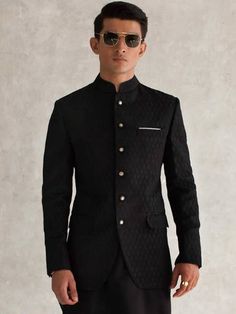 <p>Color: Black<br />Fabric: Jamawar<br />Elegant plain prince coat<br />Fancy button closure<br />Complement with matching kurta and pajama</p> <p> </p> <p><strong>Additional Accessories:</strong> </p> <p><strong>Plain Kolhapuri/Saleem Shahi shoes:</strong> US$30 (Made with prince coat material)</p> <p><strong>Note:</strong> Price of all prince coat suits includes only 3 pieces i.e. prince coat, kurta/kameez and shalwar/pajama (or whatever bottom is mentioned in product description). Extra char Price Coat For Men For Wedding, Black Prince Suit For Men, Prince Suit For Men Wedding Pakistan, Classic Long Sleeve Traditional Formal Wear, Classic Formal Traditional Wear For Eid, Classic Bandhgala For Workwear And Festive Occasions, Classic Festive Bandhgala For Workwear, Classic Bandhgala For Festive Workwear, Designer Nehru Jacket For Festive Workwear