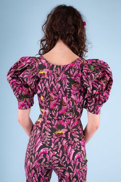 This corset is a Renaissance dream! With puff sleeves and the fabric has a little bit of stretch and structure for a flattering and comfy shape. There is a zipper in the back for easy on-and-off plus boning for structure, it's perfect for a magical night out. Wear it with our matching pants for the complete look It's made of cotton lycra twill digitally printed with this magical print, and fair trade Made in India. Our new Foxglove print was designed in collaboration with artist Dana Sherwood, the fuchsia flowers glow around your body with magical touches sprinkled in. Check out the size guide for the ideal fit. Refer to the studio photos for more accurate color representation. Samantha Pleet, Color Representation, Fuchsia Flowers, Magical Night, Studio Photos, Matching Pants, Swim Accessories, Top Sales, Little People