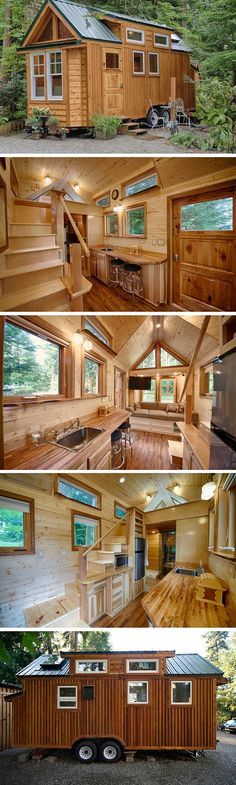 the inside and outside of a tiny house