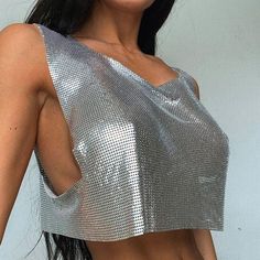 Sequin Party Crop Top Chainmail Top, High Neck Designs, Backless Crop Top, Mesh Crop Top, Y2k Summer, Legging Sport, Rave Festival, Sequin Tank, Sequin Tank Tops