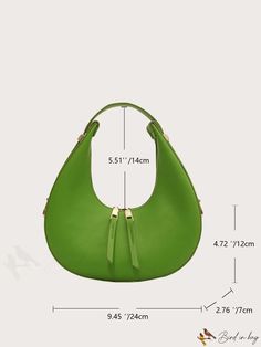 BirdinBag - Sleek Metal Trim Baguette Bag: A Minimalist Must-Have Modern Satchel Baguette Bag For Errands, Trendy Solid Hobo Bag With Removable Pouch, Versatile Green Baguette Bag For Daily Use, Modern Baguette Bag With Double Handle For Errands, Versatile Top Handle Baguette Bag For Errands, Modern Large Capacity Baguette Bag For Errands, Versatile Everyday Handheld Baguette Bag, Chic Green Hobo Bag For Office, Versatile Shoulder Baguette Bag For Errands