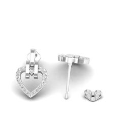 This Open Heart Diamond Stud Earrings are a stunning accessory for any occasion. They feature a delicate open-heart design and shimmering diamonds that add elegance and sophistication to any outfit. Crafted with high-quality materials, these earrings are a timeless and versatile addition to any jewelry collection. Metal: 14K Gold Setting Type: Prong Rhodium Finish: Yes, on White Gold Natural Diamond Details: Weight: 0.26 Quantity: 40 Average Cut: Very Good Average Color: G-H Average Clarity: SI1 Elegant Heart Shaped Cubic Zirconia Earrings, Elegant Heart-shaped Earrings With Diamond Accents, Diamond Heart Drop Earrings Fine Jewelry, Elegant Diamond White Heart Earrings With Prong Setting, Elegant Diamond Heart Earrings For Pierced Ears, Elegant Heart-shaped Brilliant Cut Earrings, Elegant Cubic Zirconia Heart Earrings For Valentine's Day, Elegant Heart Earrings With Cubic Zirconia For Valentine's Day, Elegant Prong Setting Earrings For Valentine's Day