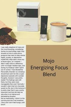 Tranont Products, Mojo Coffee, Focus Blend, Happy Gut, Psychology Major, Natural Caffeine, Natural Drinks, Mood Enhancers, Improve Mood