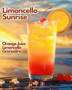 an orange juice and lemonade cocktail on the beach