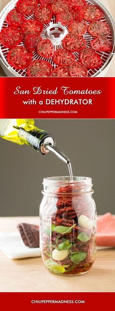 sun dried tomatoes with a dehydraator in a jar