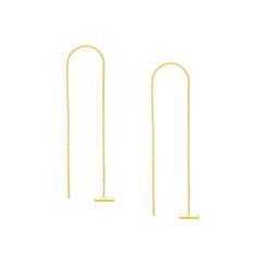 14K Yellow Gold Staple Bar Threader Earrings - Women. Our 14 karat threader earrings that our collection provides, exude a high polish quality that will punctuate any outfit. These earrings are perfectly crafted for accentuating ensembles for that eye-catching look. The easy to slide threader backing to our earrings provide a comfortable and easy application for those that want it on/off in a flash. Size: one size.  Gender: female.  Age Group: adult. 14k Yellow Gold Threader Earrings, Classic Yellow Gold Dangle Threader Earrings, Classic Yellow Gold Sterling Silver Threader Earrings, Yellow Gold 14k Drop Threader Earrings, Yellow Gold 14k Gold Threader Earrings, 14k Yellow Gold Dangle Threader Earrings, Single 14k Yellow Gold Threader Earring, 14k Yellow Gold Linear Earrings With Ear Wire, 14k Gold Threader Earrings