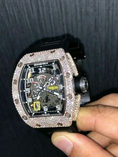 ꜱɪɴ Richard Mille Iced Out, Richard Mille Watches Men Diamond, Diamond Richard Mille, Gold Diamond Watches Men, Gold Diamond Watches, Diamond Watches, Trendy Watches