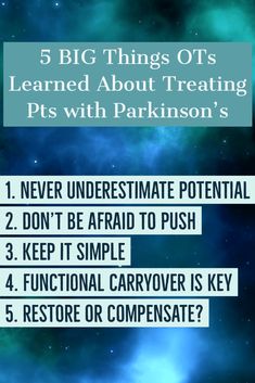 5 tips for #OT practitioners to get the best results possible when working with pts that have parkinson's disease | OTflourish.com #occupationaltherapy #OTtreatmentideas #SNFOT #neuroOT #homehealthOT Infant Lesson Plans, Sensory Diet, Hand Therapy