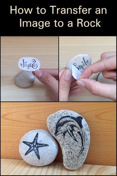 how to transfer an image to a rock with pictures and words on it, including starfish