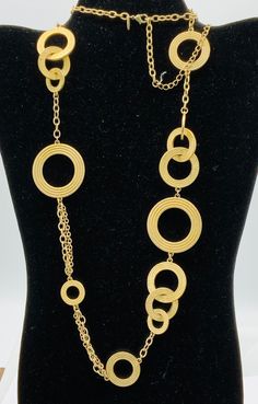 Vintage gold tone round chain necklace by Lia Sophia Gold Round Chain Necklace With Adjustable Chain, Chic Round Chain Necklace For Formal Occasions, Round Metal Chain Necklaces, Delicate Metal Chain Necklace, Delicate Round Metal Chain Necklace, Elegant Round Metal Chain Necklace, Formal Round Chain Necklace With Adjustable Chain, Chic Yellow Gold Round Chain Necklace, Yellow Gold Round Chain Necklace For Party