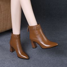 Shipping: Worldwide Express Shipping AvailableDelivery time: 7-15Days Fast ShippingReturns: Fast refund, 100% Money Back Guarantee.Brand Name: RZSMTYABoot Type: Modern BootsShaft Material: PUOutsole Material: RubberUpper Material: PUOrigin: Mainland ChinaCN: ZhejiangSeason: Spring/AutumnInsole Material: LatexHeel Type: Square heelLining Material: BaizeBoot Height: ANKLEItem Type: BootsFashion Element: zipperDepartment Name: AdultToe Shape: Pointed ToeHeel Height: High (5cm-8cm)With Platforms: NoStyle: sexyis_handmade: YesPattern Type: SolidModel Number: women bootsFit: Fits true to size, take your normal sizeClosure Type: ZIP High Heels Ankle Boots, Ankle Boots Women, Boots Woman, Ankle Boots For Women, Brown Leather Heels, Zipper Shorts, Thick Heel, High Heel Boots Ankle, Martin Boots