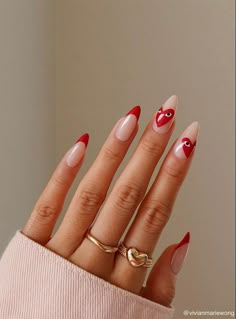 Candy Cane Nails, Heart Nail, Festival Nails, Valentine's Day Nails, Valentines Nails