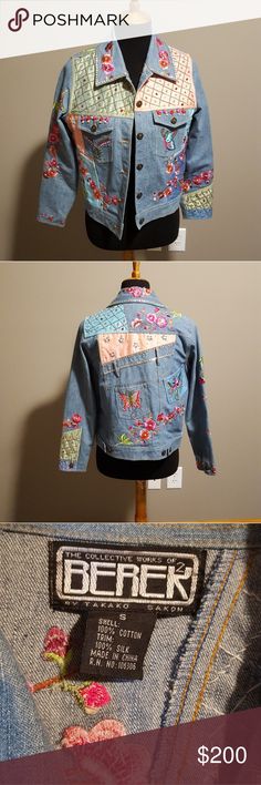 Japanese denim jacket Japan souvenir jacket,vintage butterfly sakura cherry blossom flower detail sequin embroidery berek Jackets & Coats Jean Jackets Japanese Denim Jacket, Japan Souvenir, Stonewashed Jeans, Japanese Jacket, Cherry Blossom Flower, Souvenir Jacket, Embellished Jacket, Sakura Cherry Blossom, Sequin Embroidery