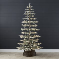 Pre-Lit Sparse Flocked Christmas Tree w/ 2-in-1 LEDs Sparse Christmas Tree, Artificial Christmas Tree Stand, Artificial Snow, Light System, Conifer Trees, Christmas Tree Stand, Metal Stand, Tree Stand, Flame Retardant