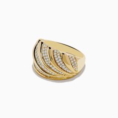 D'Oro 14K Yellow Gold Shell Diamond Ring Yellow Gold Diamond Ring, Effy Jewelry, Yellow Stone, Jewelry Stand, Gold Diamond Rings, Gold Yellow, Round Diamonds, Gold Diamond, Gold Metal